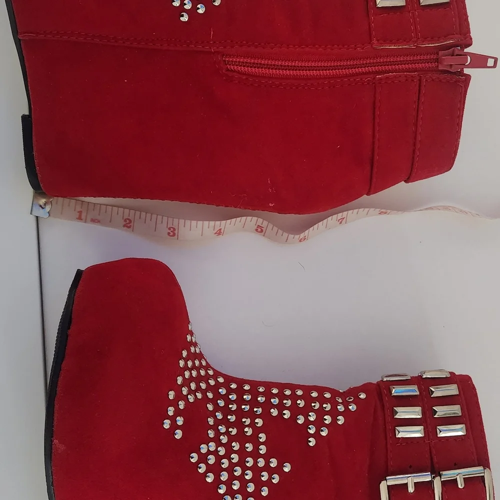 Red platform ankle booties size 6 - Picture 4 of 5